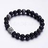 Natural Agate Beaded Stretch Bracelets BJEW-JB02584-04-1