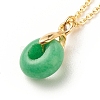 Rondelle Natural Malaysia Jade Pendant Necklace with Brass Cable Chains for Women NJEW-JN03880-1