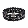 Fashion Retro Black Matte Bracelet Set with Zircon Crown ZZ8347-1-1