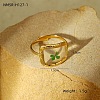 Preserved Flowers 304 Stainless Steel and Epoxy Resin Open Cuff Rings for Women FS-WGCF311-09-1