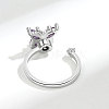 Brass Rotatable Cubic Zirconia Open Cuff Rings FS-WG839B6-01-3