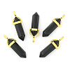 Natural Black Obsidian Bullet Double Terminated Pointed Pendants G-G902-B25-3