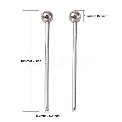 Tarnish Resistant 304 Stainless Steel Ball Head pins STAS-N017-02-18mm-1