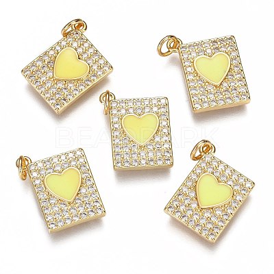 Brass Micro Pave Clear Cubic Zirconia Pendants ZIRC-B002-30G-D-1