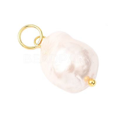 Electroplated Glass Imitation Pearl Pendants PALLOY-JF04579-02-1