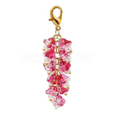 Trumpet Flower Glass Pendant Decorations HJEW-YW0001-02D-1