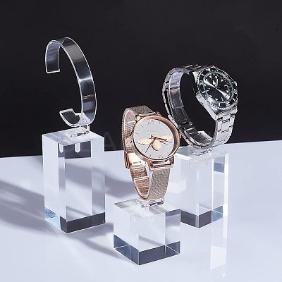Transparent Plastic Wrist Watch Display Holder ODIS-OC0001-40-1