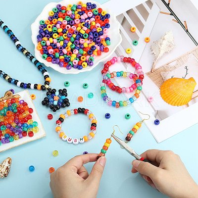 1200Pcs 6 Colors Transparent Plastic Beads KY-SZ0001-55-1