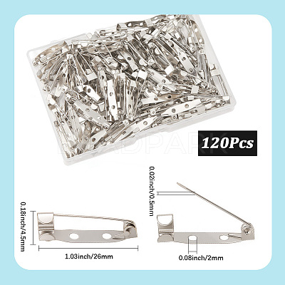 120Pcs Iron Brooch Findings IFIN-SP0001-35P-1