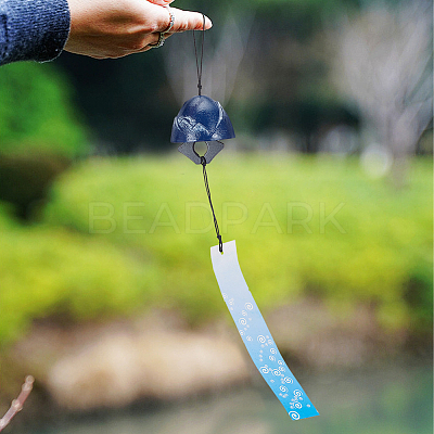 2Pcs 2 Style Japanese Cast Iron Bell Wind Chimes HJEW-BC0001-47A-1