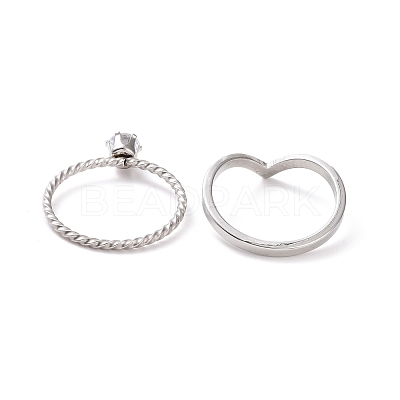 2Pcs 2 Style Clear Cubic Zirconia Couple Rings Set RJEW-D120-24P-1