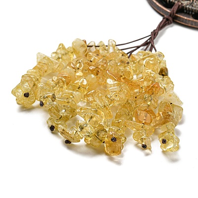 Natural Yellow Quartz Chip Tree of Life Pendants Decoration G-F733-06D-1
