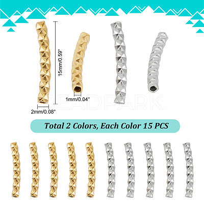 30Pcs 2 Colors 304 Stainless Steel Tube Beads STAS-UN0054-16-1