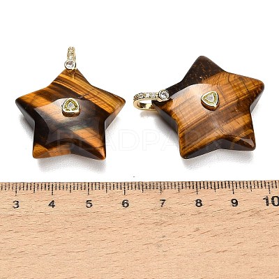 Natural Tiger Eye Pendants G-Z157-01G-A03-1