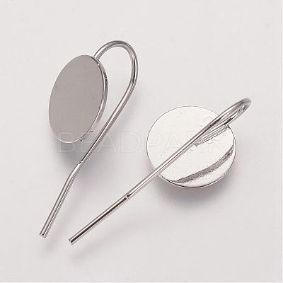 Platinum Plated Brass Earring Hooks fit Cameo Cabochons X-KK-A093-P-1