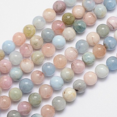 Natural Morganite Round Bead Strands G-I159-10mm-1