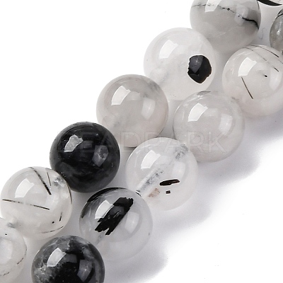 Natural Tourmalinated Quartz Beads Strands G-P336-02A-8mm-1