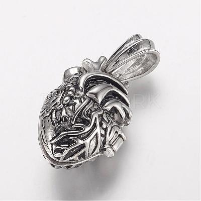 304 Stainless Steel Locket Pendants STAS-P137-19AS-1