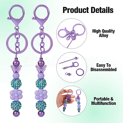 5Pcs Alloy and Brass Bar Beadable Keychain for Jewelry Making DIY Crafts DIY-SW0001-15C-1