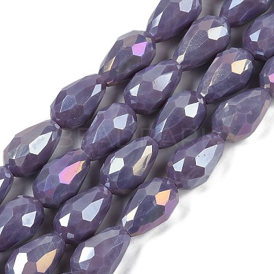Opaque Solid Color Electroplate Glass Beads Strands EGLA-N013-P10mm-B09-1