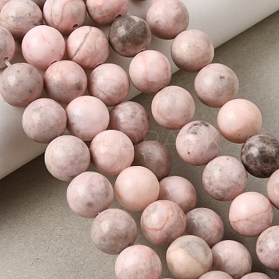 Natural Pink Zebra Jasper Beads Strands X-G-P231-01-10mm-1