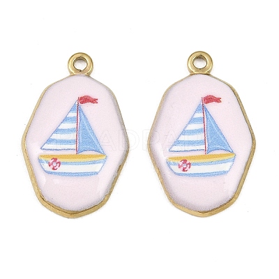 Printed 304 Stainless Steel Enamel Pendants SA-CBA1ED9-21G-01-1