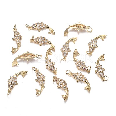 Brass Micro Clear Cubic Zirconia Pendants ZIRC-F120-044G-1