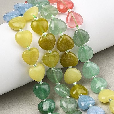 Gradient Color Cherry Quartz Glass & Natural Dyed White Jade & Lemon Jade & Green Aventurine Beads Strands G-B185-A15-1
