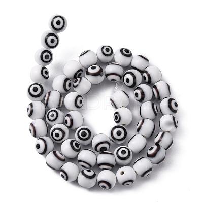 Handmade Evil Eye Lampwork Round Bead Strands LAMP-L055-8mm-09-1