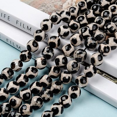 Tibetan Style Turtle Back Pattern dZi Beads X-G-H1453-1-1
