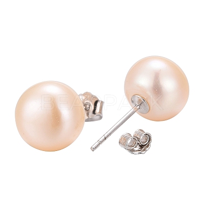 Valentine Presents for Her 925 Sterling Silver Ball Stud Earrings EJEW-D029-9mm-1-1