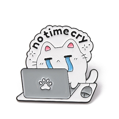 No Time Cry Workaholic Cat Enamel Pins JEWB-B047-01B-1
