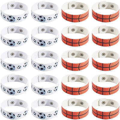 20Pcs 2 Styles Leather Wide Cord Bracelet with Snap Button for Men Women GUQI-CL0001-02A-1