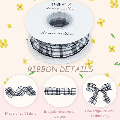 10 Yards Linen Tartan Printed Ribbon OCOR-WH20001-13B-1