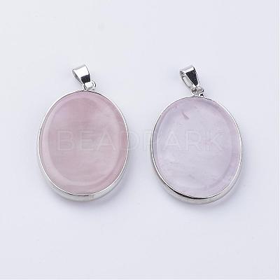 Natural Rose Quartz Massage Pendants G-R413-12-1