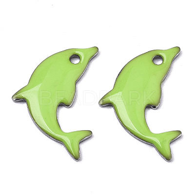 201 Stainless Steel Enamel Pendants STAS-N088-16F-1