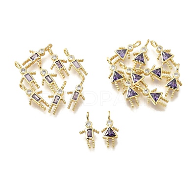Brass Micro Pave Cubic Zirconia Pendants KK-D339-02G-06-1