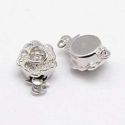 Anti-Tarnish Rhodium Plated 925 Sterling Silver Box Clasps STER-A030-64-1