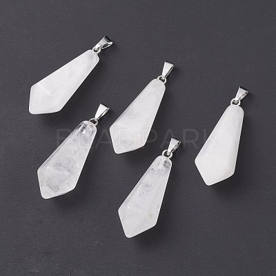 Natural Quartz Crystal Pointed Pendants G-I314-02P-20-1