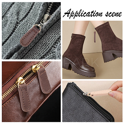 8Pcs 4 Colors Leather Zipper Heads FIND-CL0001-34-1