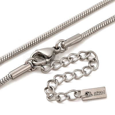 Non-Tarnish 304 Stainless Steel Heart Pendant Round Snake Chain Necklaces for Women X-NJEW-G142-04P-1