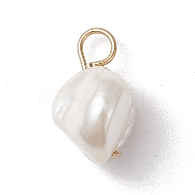 Electroplated Shell Pearl Nuggets Charms PALLOY-JF04641-01-1