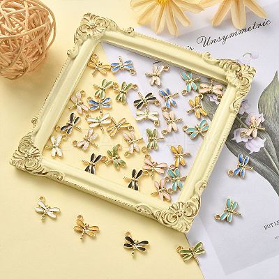 40Pcs 8 Colors Alloy Enamel Pendants ENAM-CJ0003-25-1