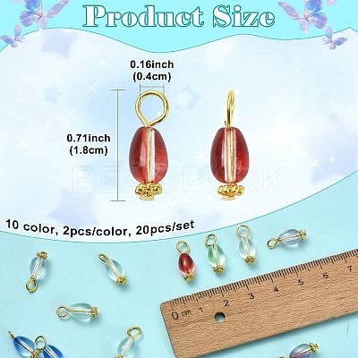 20Pcs 10 Colors Transparent Glass Pendants PALLOY-FS00073-1