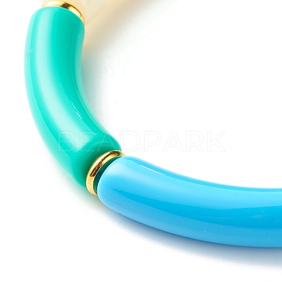 Candy Color Chunky Curved Tube Beads Stretch Bracelet BJEW-JB07298-01-1
