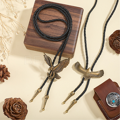 2Pcs 2 Styles Alloy Eagle Pendant Bolo Tie Necklaces NJEW-HY0001-16-1