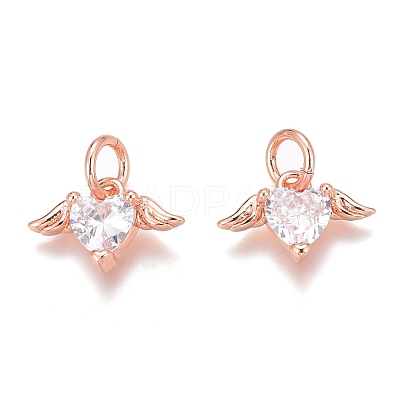 Brass Micro Pave Clear Cubic Zirconia Charms ZIRC-O035-26RG-1