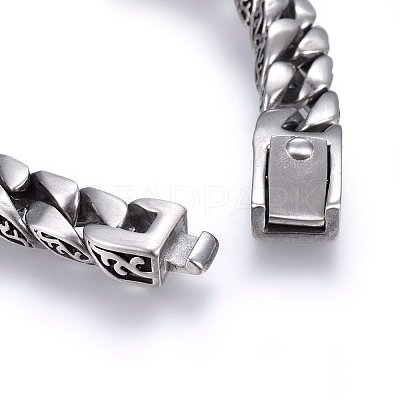 304 Stainless Steel Curb Chains Bracelets BJEW-E346-02AS-1
