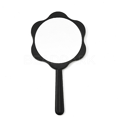 Plastic Flower-Edged Handheld Mirror AJEW-C049-01-1