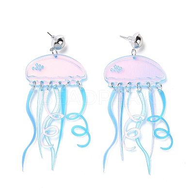 Acrylic Jellyfish Dangle Stud Earrings EJEW-H089-01P-1